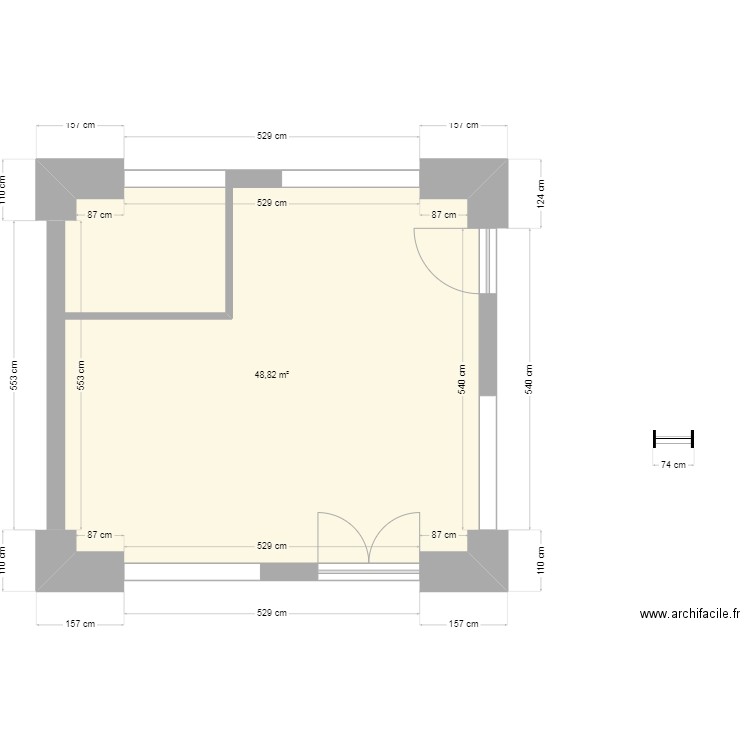 Grange 2. Plan de 1 pièce et 49 m2
