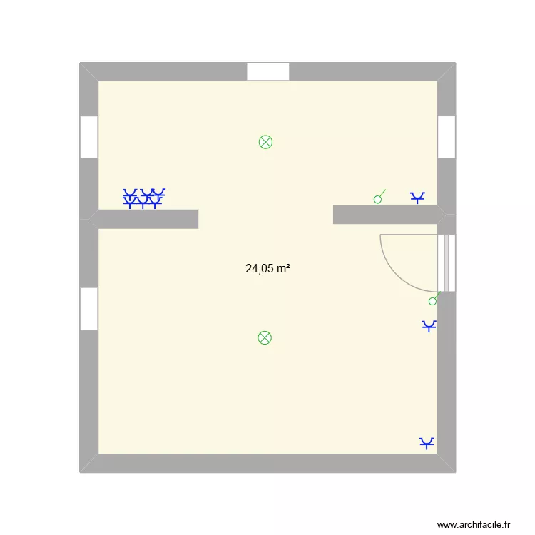 bureau. Plan de 1  et 24 m²