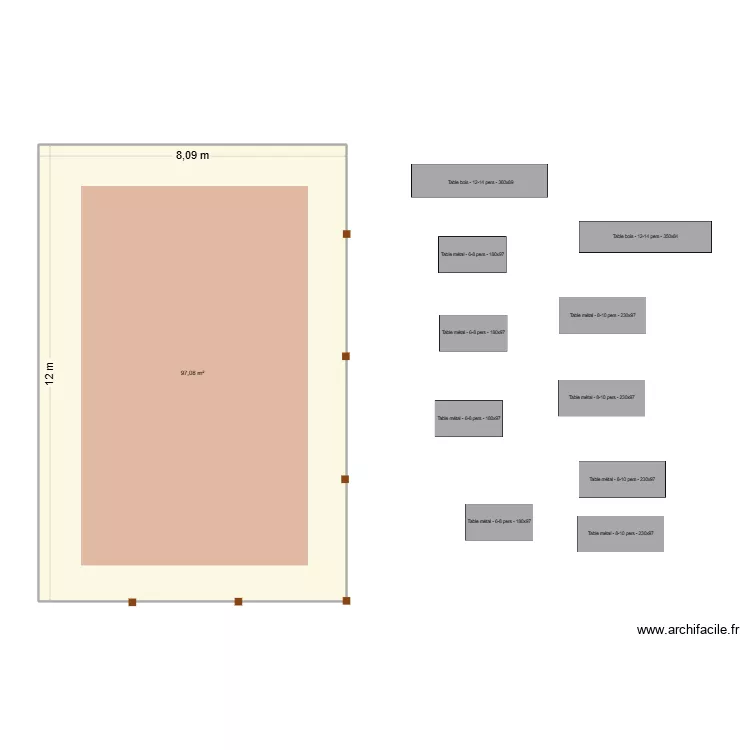 Plan table - Version 2. Plan de 1 et 97 m² Plan table - Version 2. Plan de 1 et 97 m²
