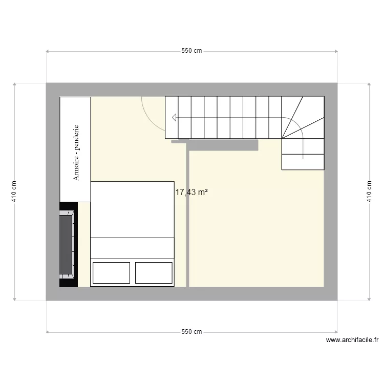 Grange Etage. Plan de 1  et 17 m²