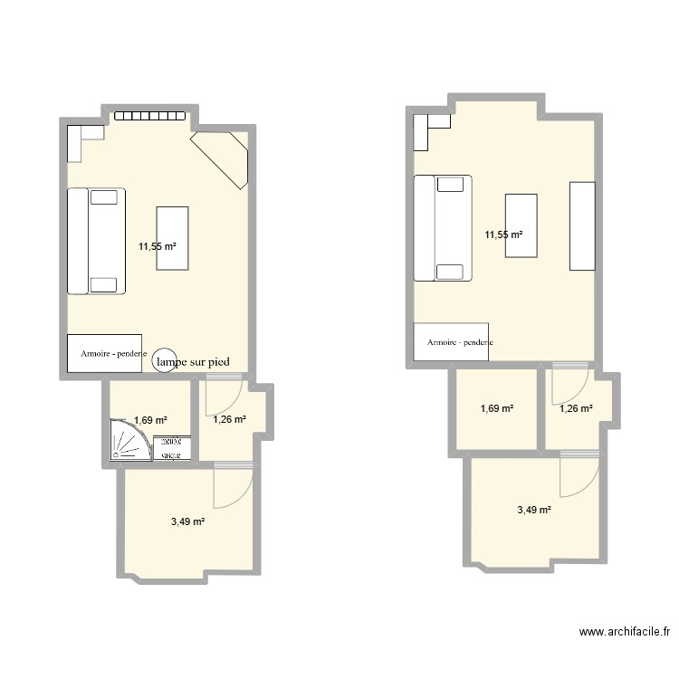 plan a jour. Plan de 8 pièces et 36 m2