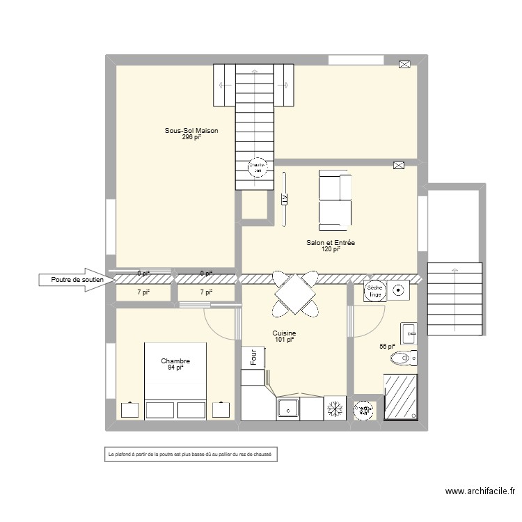 S-Sol Logement Plan 1. Plan de 10 pièces et 64 m2
