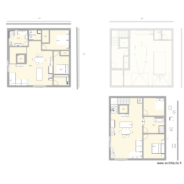 future maison 31x34. Plan de 22 pièces et 338 m2
