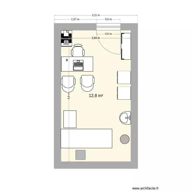 Box 5 Consultation Barbès. Plan de 1 pièce et 13 m² Box 5 Consultation Barbès. Plan de 1 pièce et 13 m²