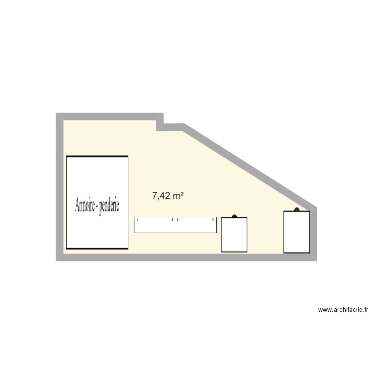 Plan coupe chambre. Plan de 1 pièce et 7 m2