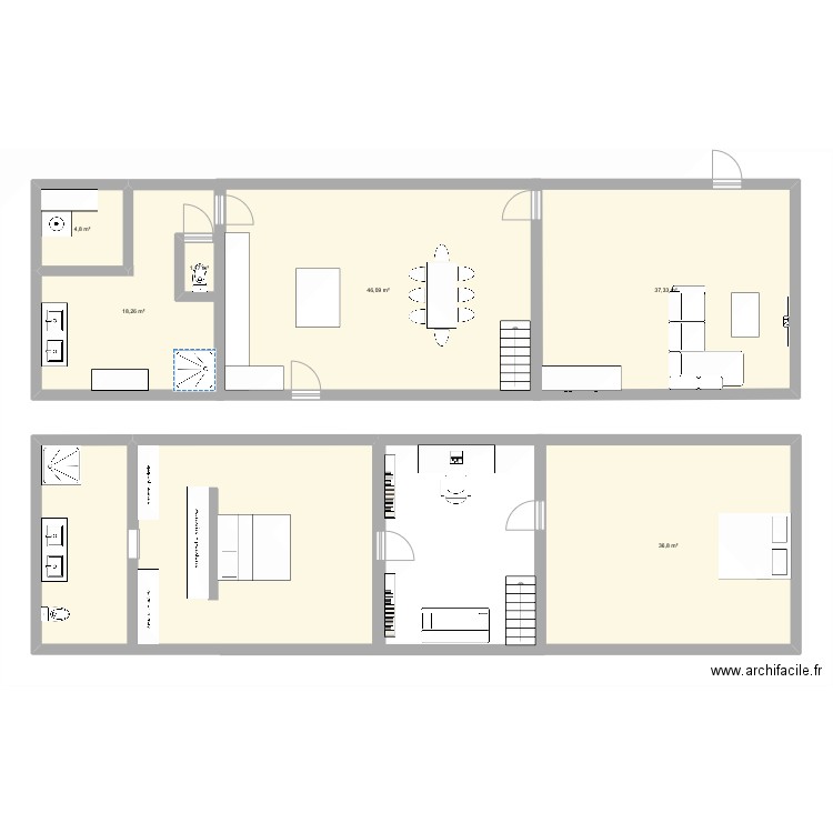 Maison. Plan de 7 pièces et 193 m2