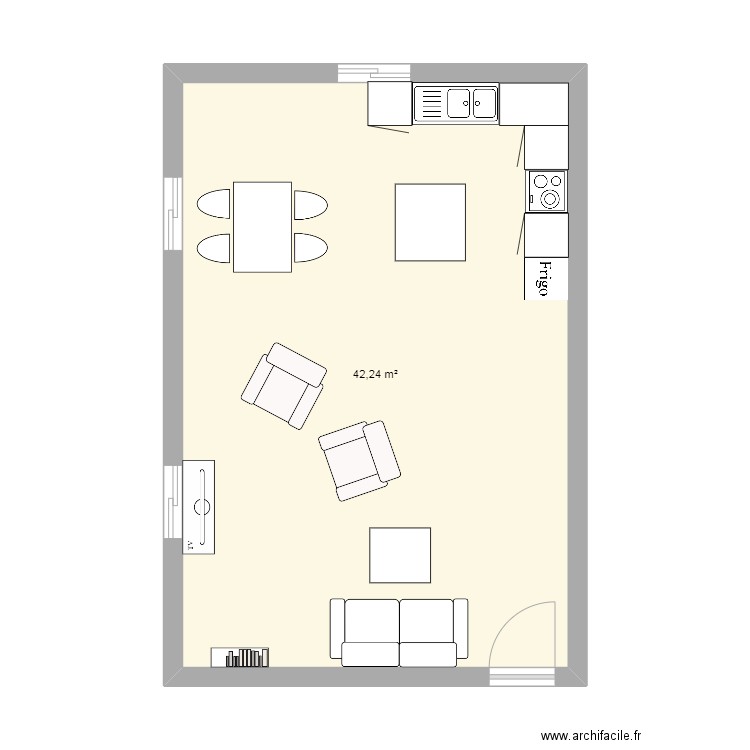 cuisine marpa. Plan de 1 pièce et 42 m2
