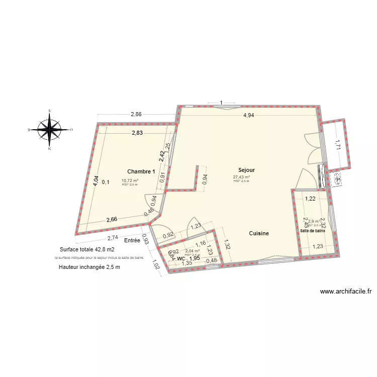 Amouyer après travaux cotations 2. Plan de 4 et 43 m² Amouyer après travaux cotations 2. Plan de 4 et 43 m²