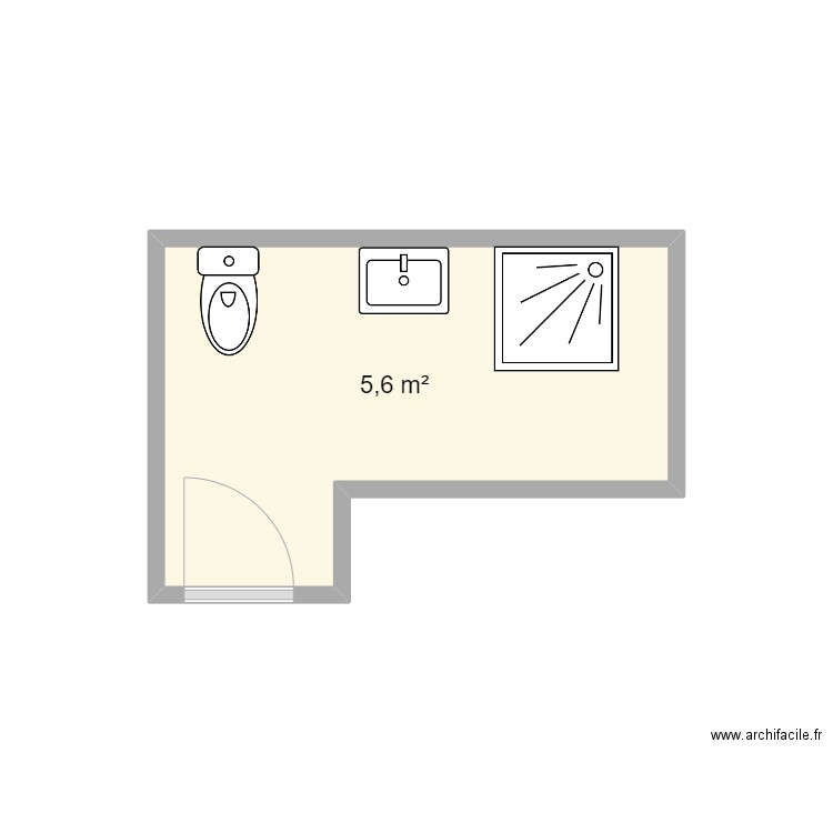 Bortolotti_Bains. Plan de 1 pièce et 6 m2
