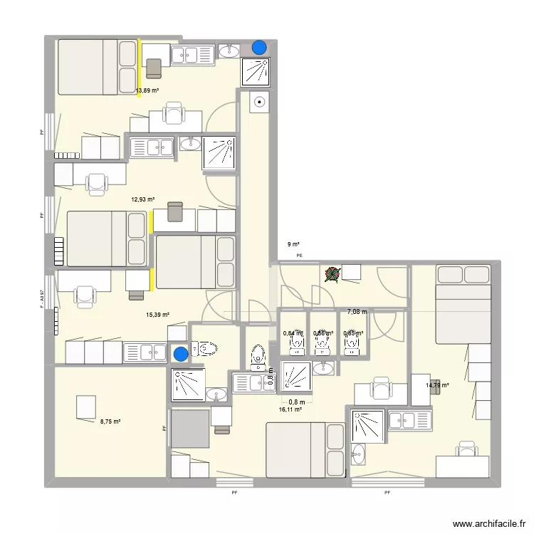 CG E7 VF1.5.1. Plan de 10 Pièces et 93 m² CG E7 VF1.5.1. Plan de 10 Pièces et 93 m²