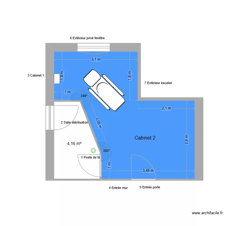 50680 Cabinet 2. Plan de 2  et 20 m²