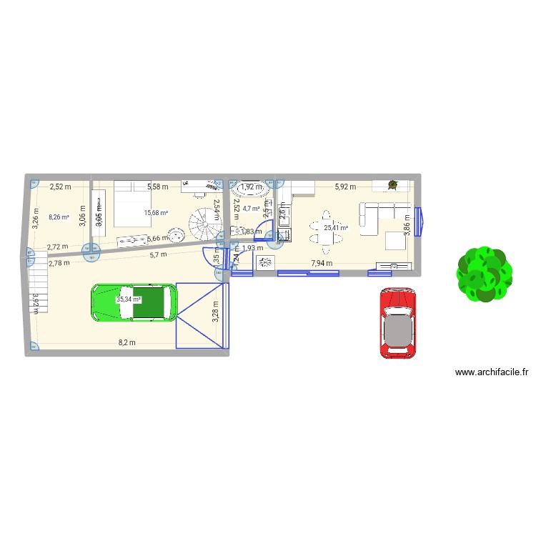 Garage et extension habitation Léo. Plan de 0 pièce et 0 m2
