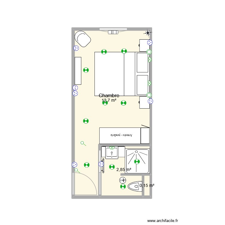 Chambre ex Flora V3. Plan de 0 pièce et 0 m2
