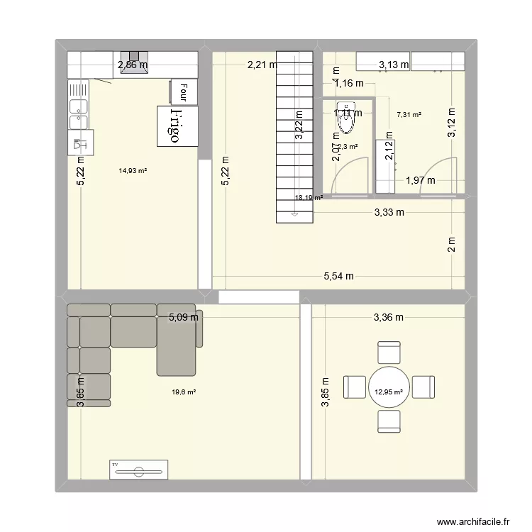 RDC ERNESTVILLER. Plan de 6 Pièces et 75 m²