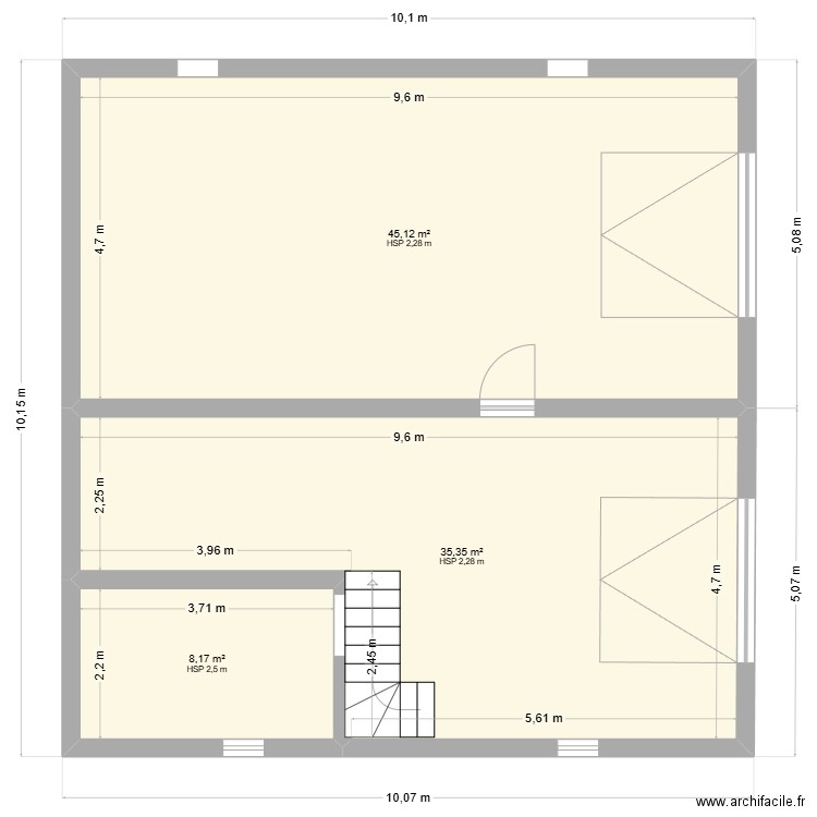 -1 Maison. Plan de 3 pièces et 89 m2