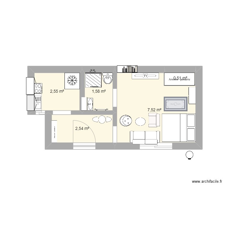 PLAN 3. Plan de 5 pièces et 15 m2