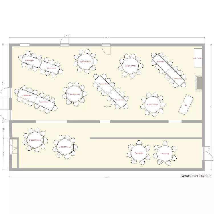 plan des tables mariage 1. Plan de 1  et 200 m²