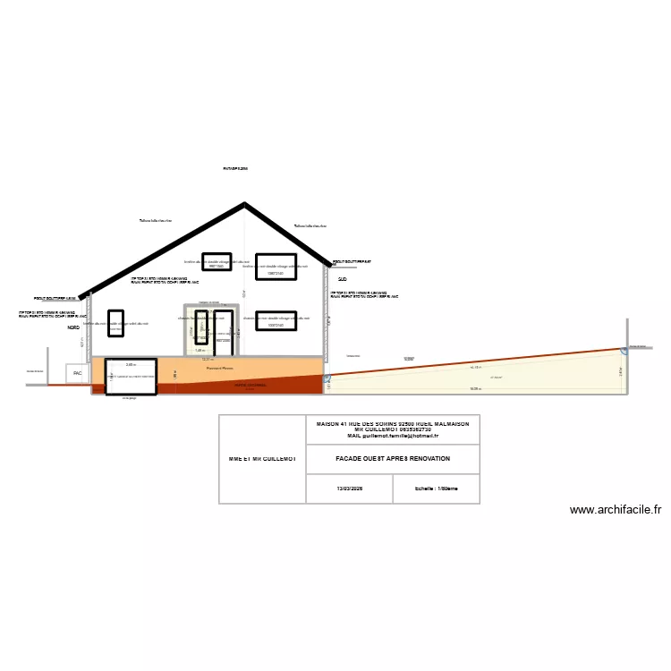 SORIN FACDE OUEST APRES RENOVATION 2. Plan de 12  et 66 m²