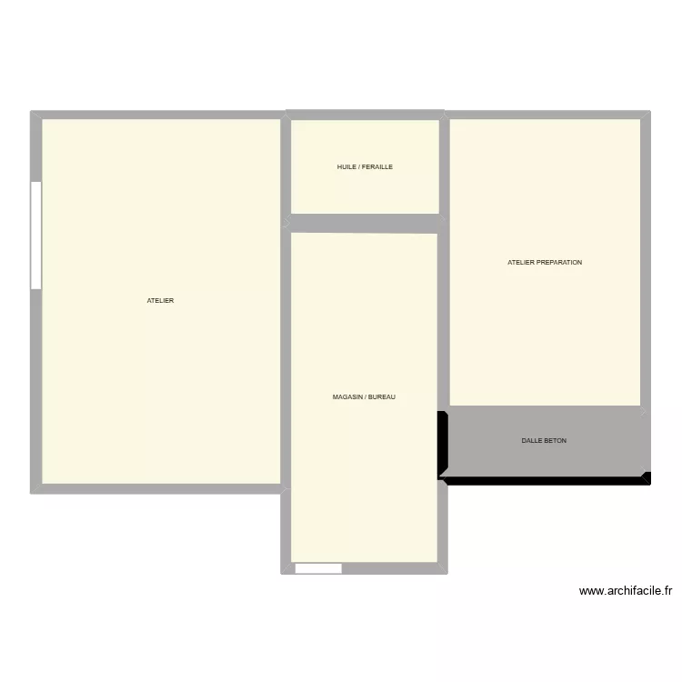 atelier. Plan de 5  et 165 m²