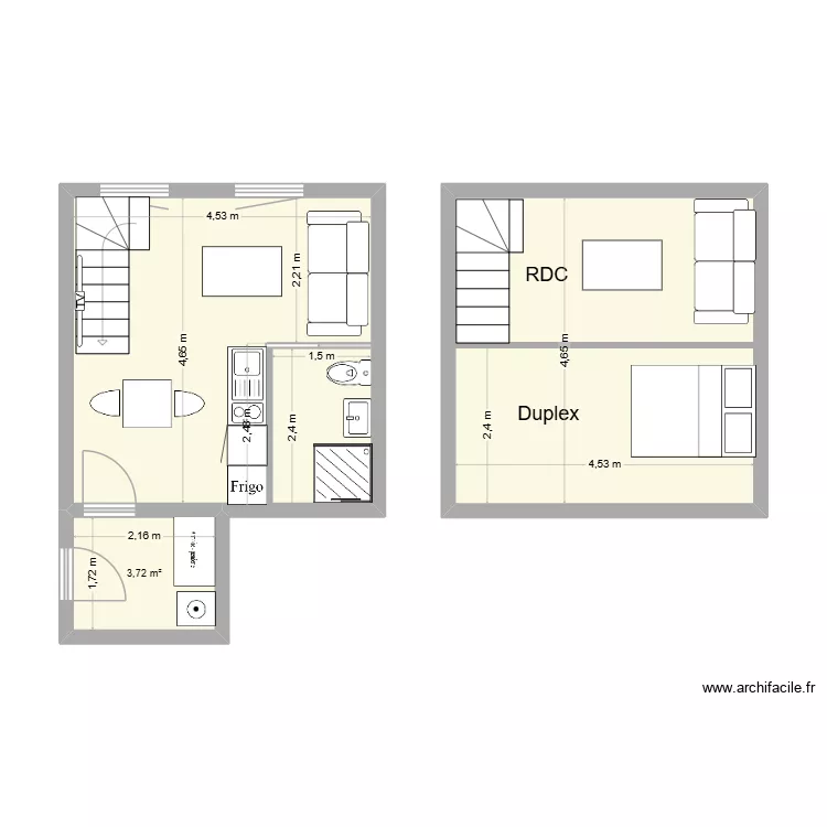 RDC Studio Alison. Plan de 8  et 100 m²