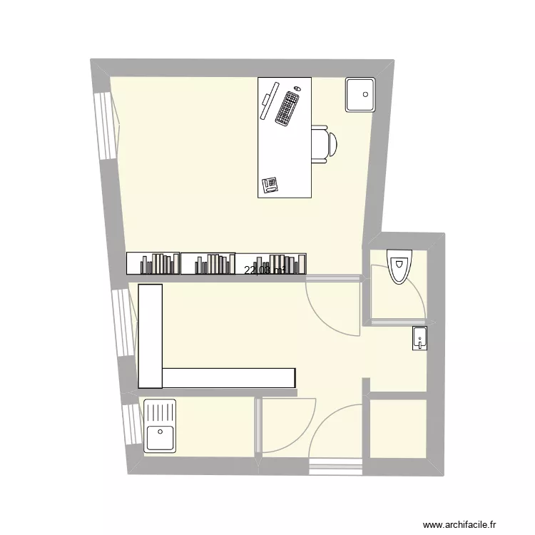 reine. Plan de 1  et 22 m²