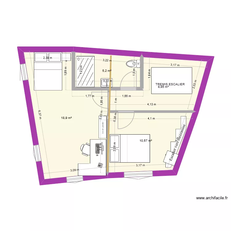 ET2-v18. Plan de 4  et 44 m²