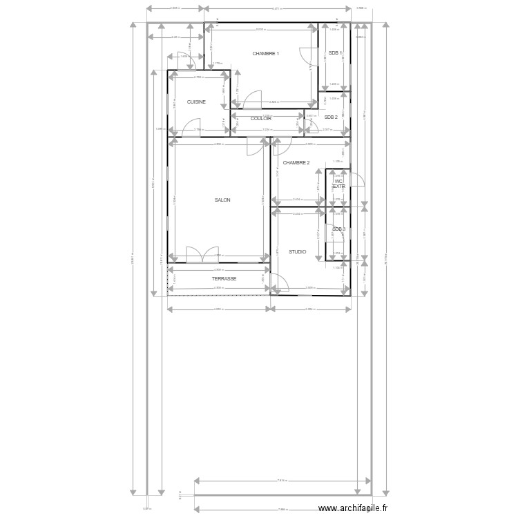 Louabis1. Plan de 11 pièces et 92 m2