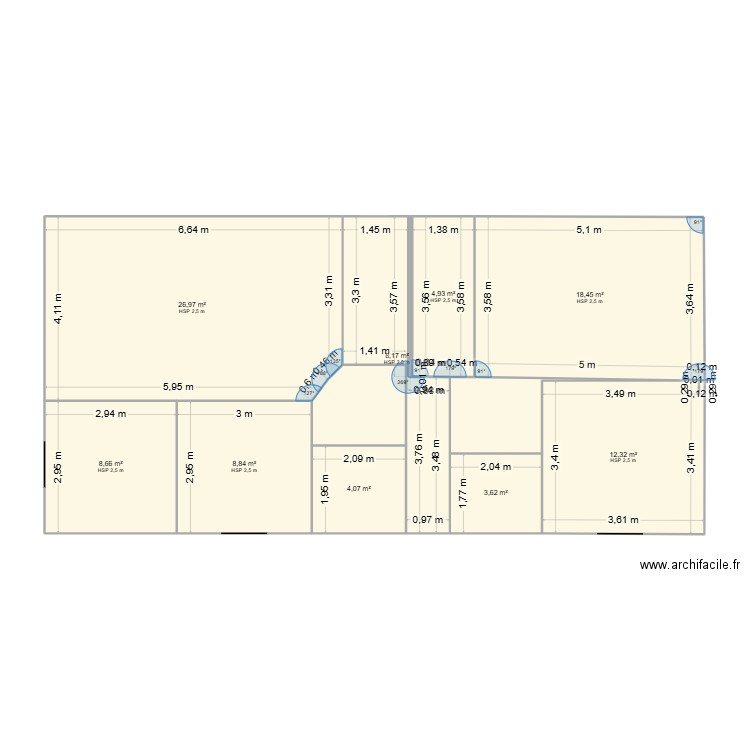 Beaumont. Plan de 11 pièces et 103 m2