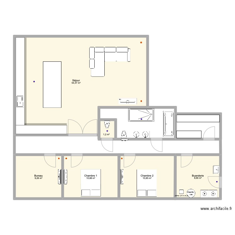 HUGO. Plan de 6 pièces et 95 m2