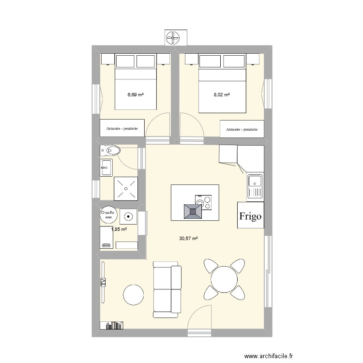 Rioux 3. Plan de 4 pièces et 47 m2