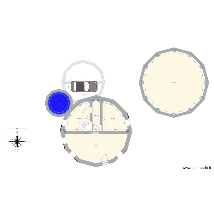 Bunk. Plan de 9 pièces et 188 m2
