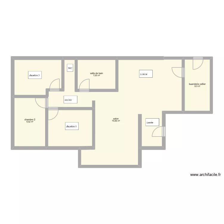 maison balcon + extension. Plan de 4  et 96 m²
