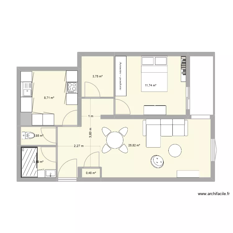 Apprt Brunhes Apres. Plan de 7 et 55 m² Apprt Brunhes Apres. Plan de 7 et 55 m²