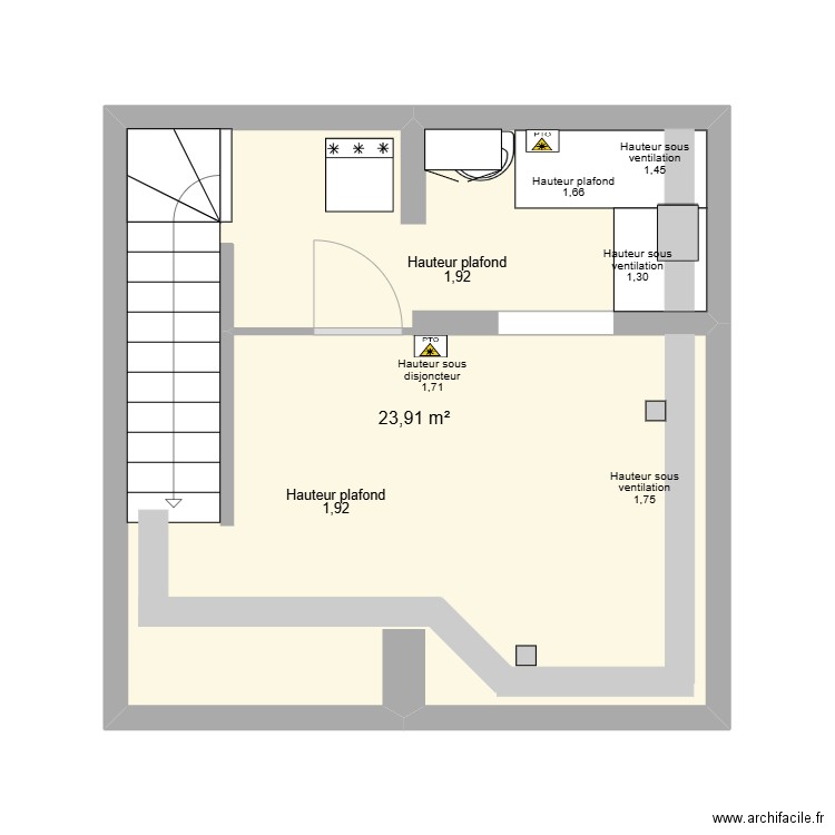 Plan Cave. Plan de 1 pièce et 24 m2