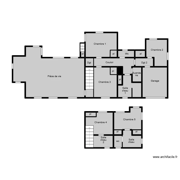 Fregate gaz. Plan de 26  et 58 m²