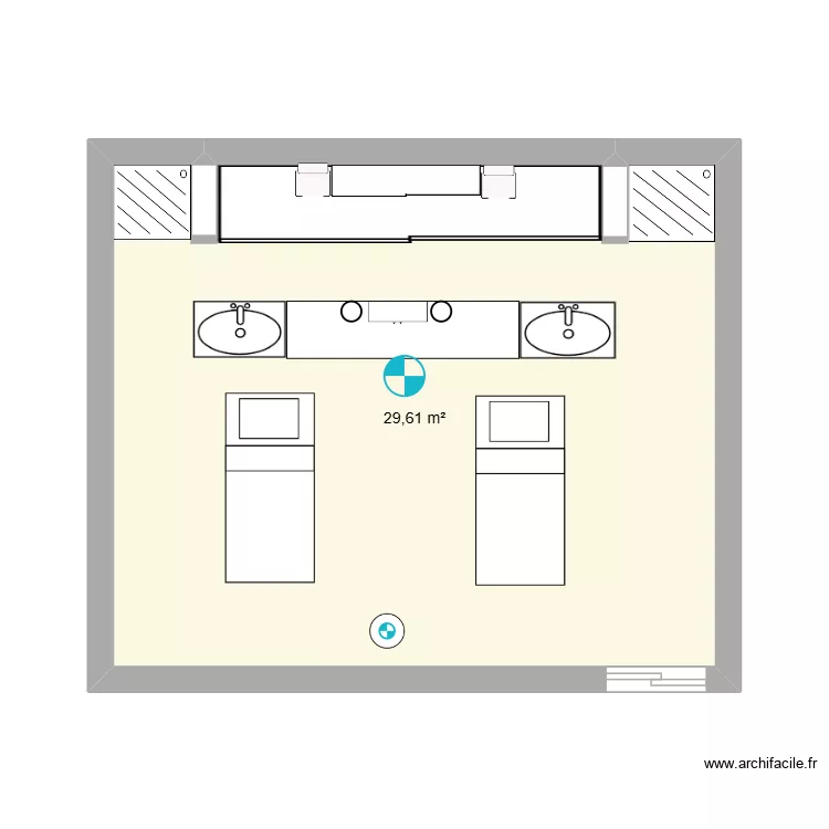 Cabine. Plan de 1  et 30 m²