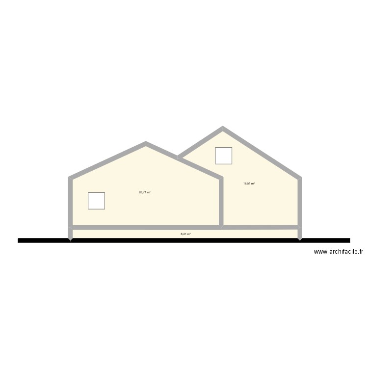 plan 1/2. Plan de 3 pièces et 51 m2