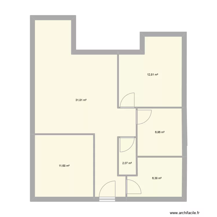 yser*. Plan de 6 pièces et 72 m²