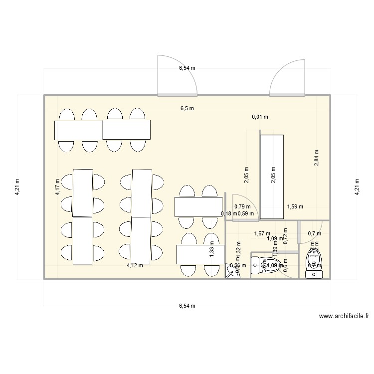 la nova. Plan de 4 pièces et 27 m2