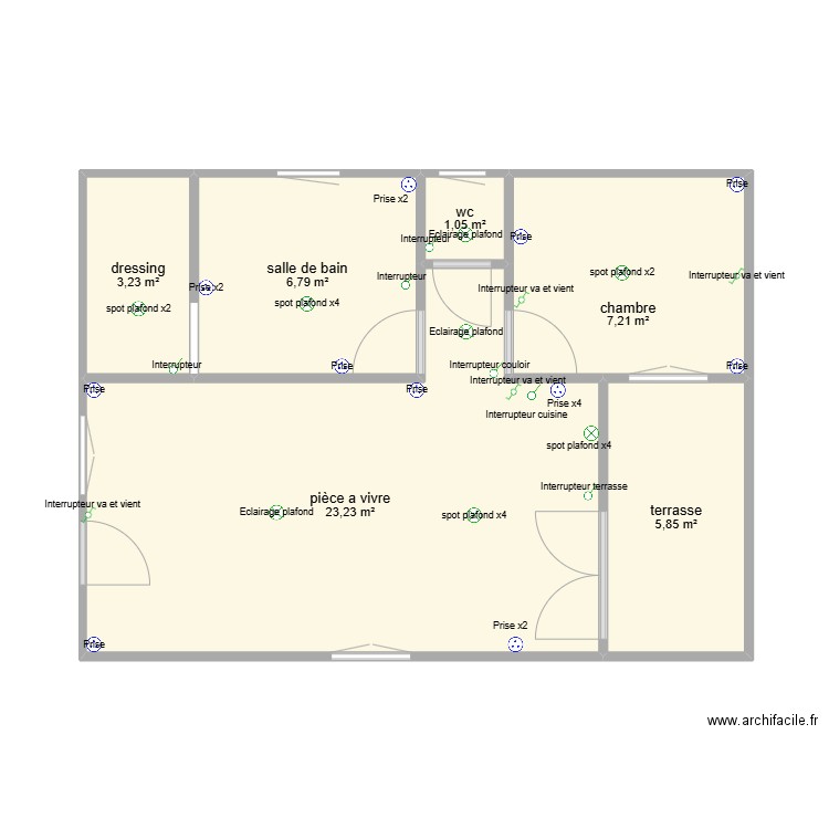 plan électrique. Plan de 6 pièces et 47 m2
