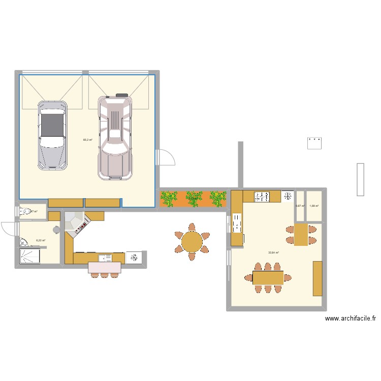 gffggaaa. Plan de 7 pièces et 107 m2