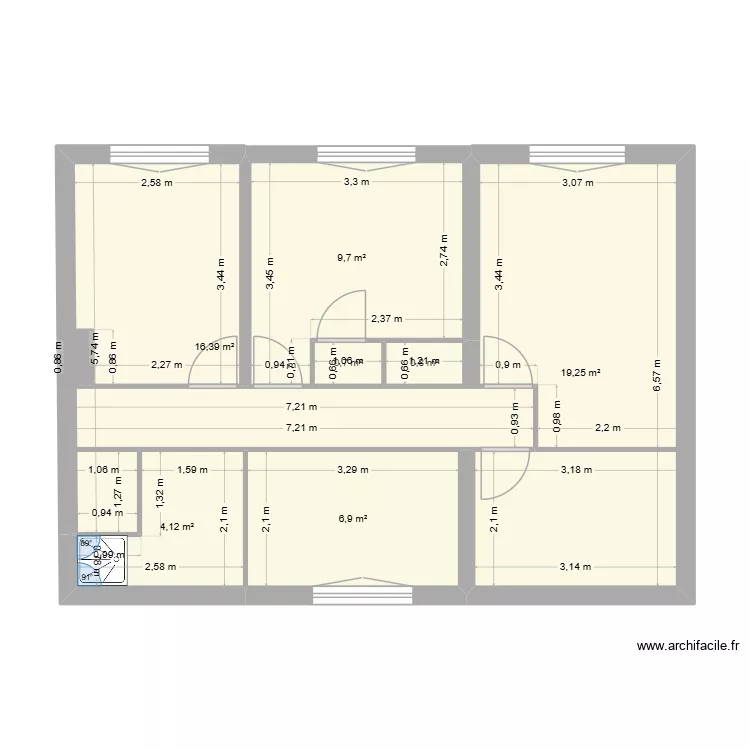 velodrome etage. Plan de 7 Pièces et 58 m²