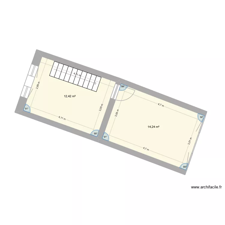 maison premier &eacute;tage. Plan de 2  et 27 m²