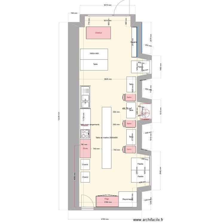 Labo version 2. Plan de 1 pièce et 50 m2