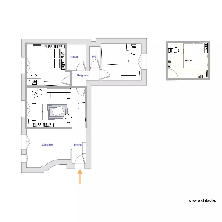 L&eacute;o & Zo&eacute;. Plan de 1  et 9 m²