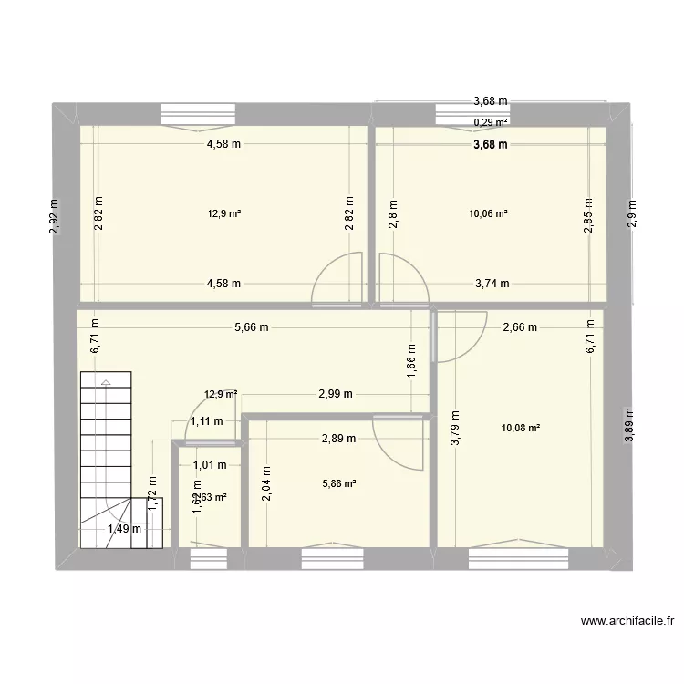 Plan m.rousset &eacute;tage. Plan de 7 pièces et 54 m²