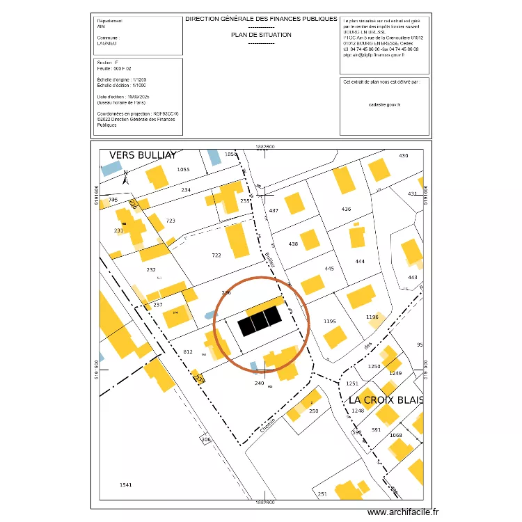 Lagnieu, Bulliez à construire. Plan de Lagnieu, Bulliez à construire. Plan de
