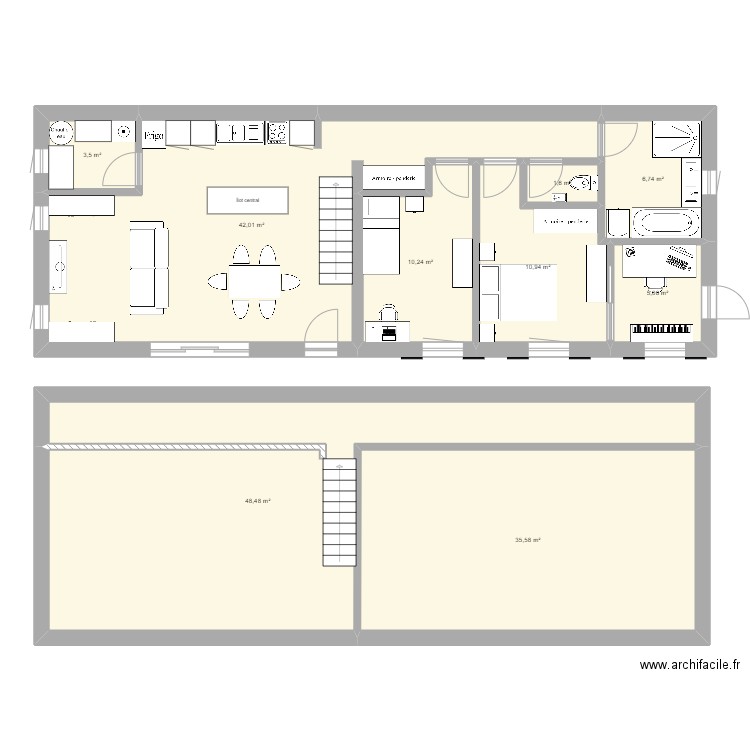 Maison B. Plan de 9 pièces et 164 m2