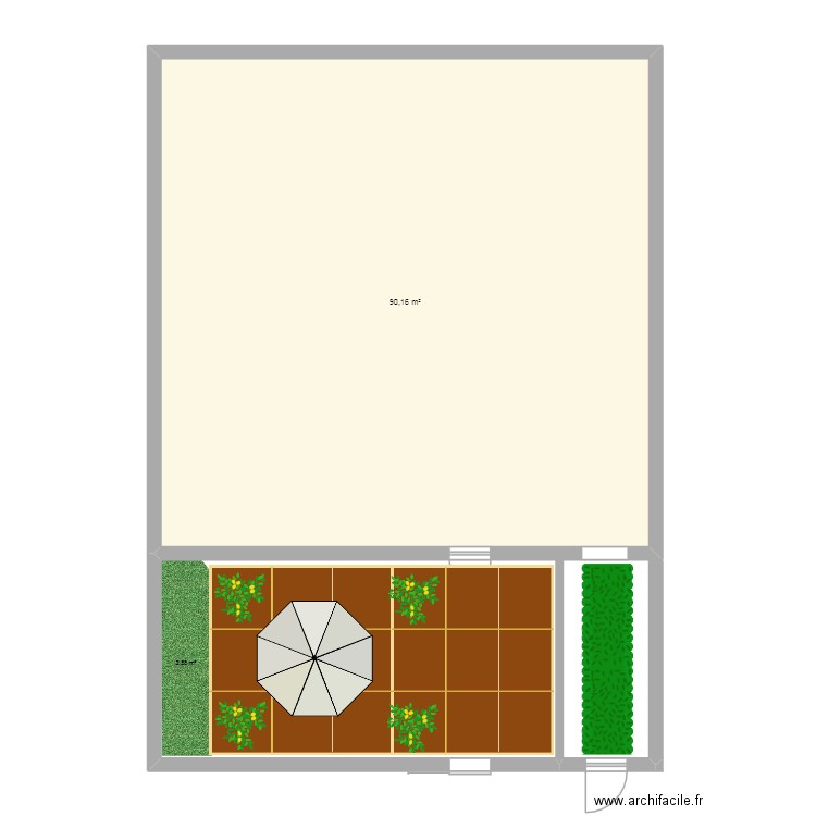 jardin. Plan de 1 pièce et 90 m2