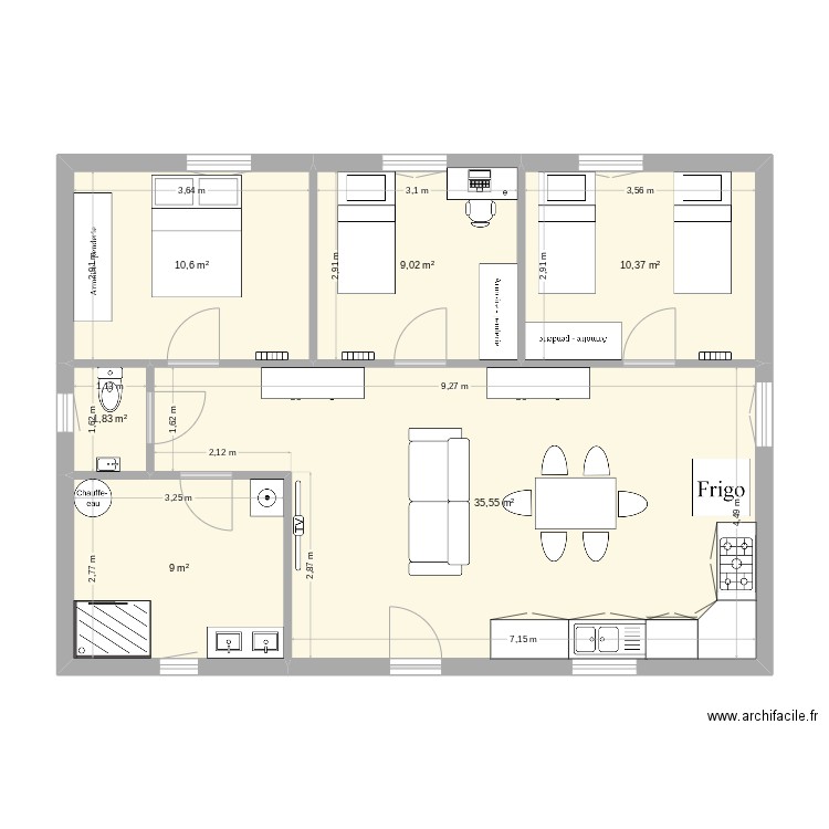 projet maison dordogne. Plan de 6 pièces et 76 m2